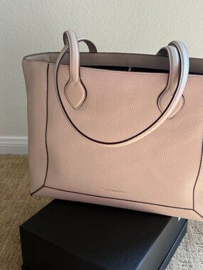 Strathberry Mosaic Shopper Tote in Oat with Burgundy Edge - New